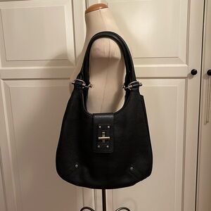 Banana Republic Black 100% leather bag. Like new. Stunning silver hardware